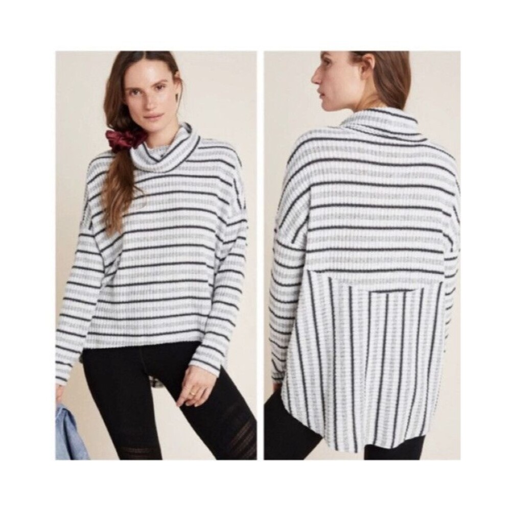 Anthropologie Saturday Sunday Striped Pippa Hacci Turtleneck Top Size Large